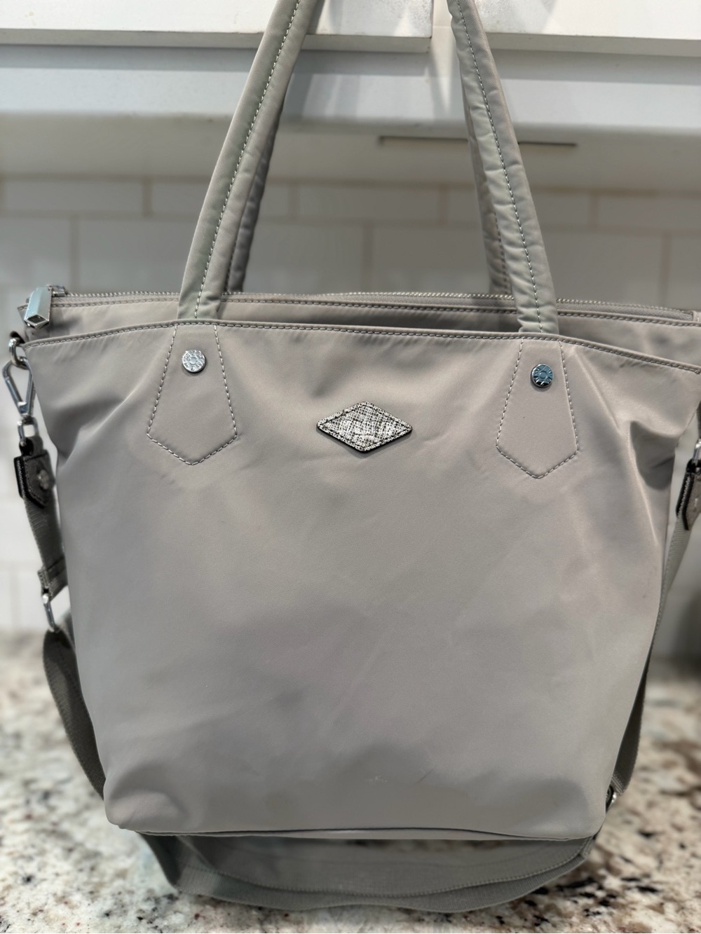 Light Gray Women’s Tote Bag with Convertible Strap - Picture 10 of 16